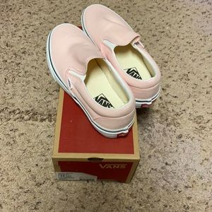 Brand new vans slip on pink blushing white 7.5
